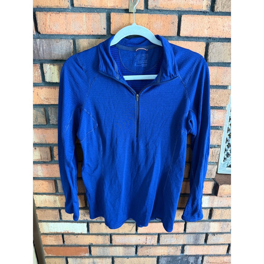 Patagonia Womens Capilene Thermal Weight Polartec Quarter Zip Baselayer Blue M
